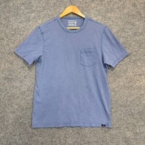 Faherty Sunwashed Organic Tee Shirt Mens Medium Pocket Tshirt Cotton Blue